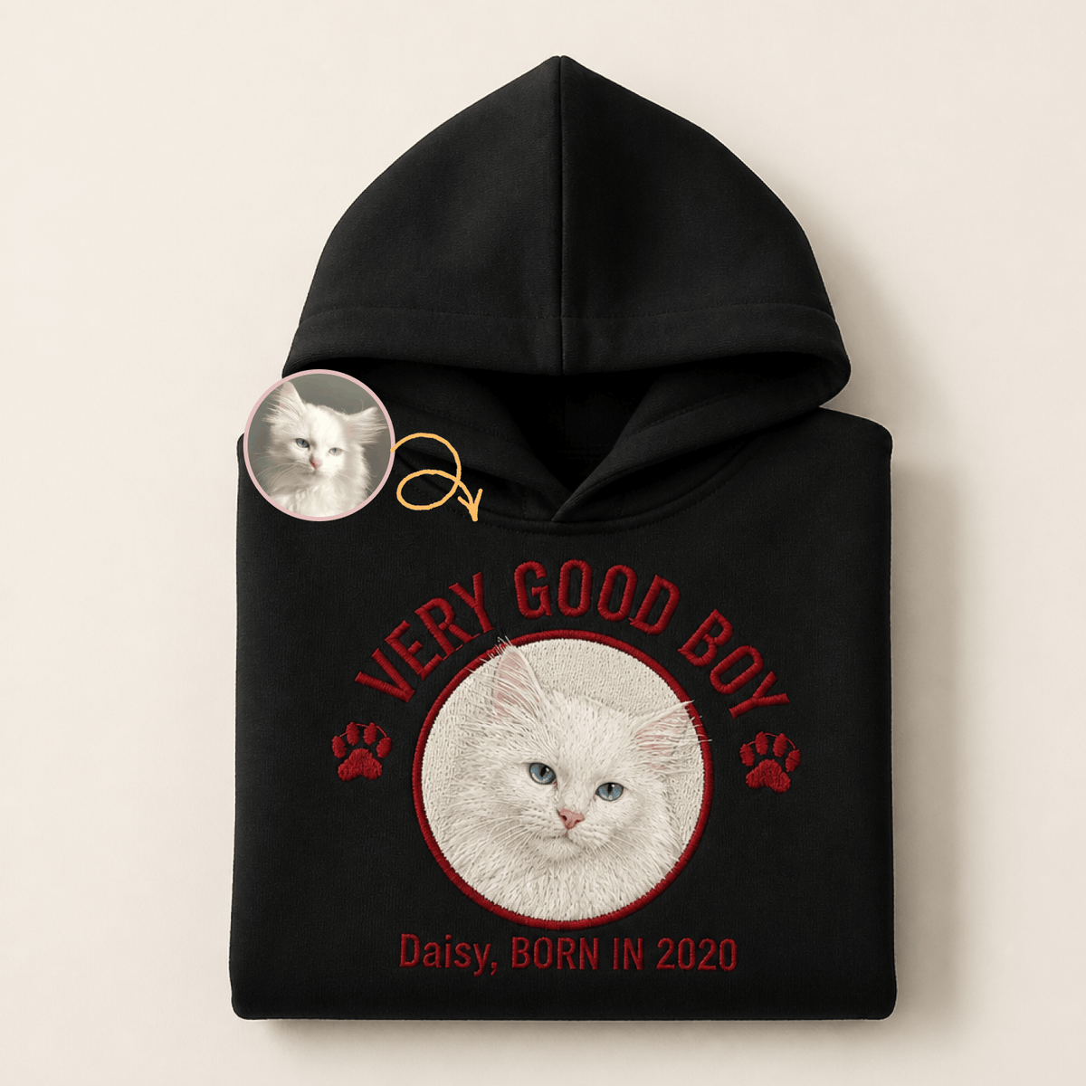 Custom Pet Embroidered Crest Stitch Hoodie