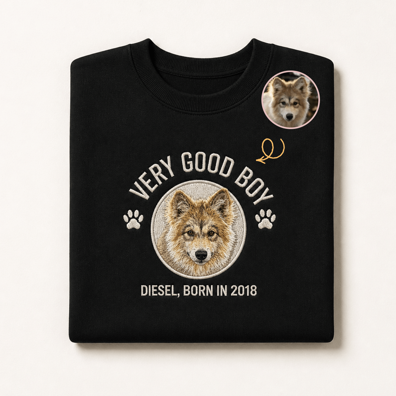 Custom Pet Embroidered Crest Stitch Sweatshirt