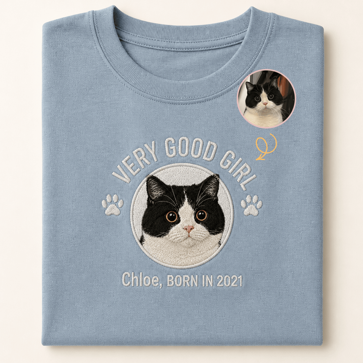 Custom Pet Embroidered Crest Stitch T-Shirt