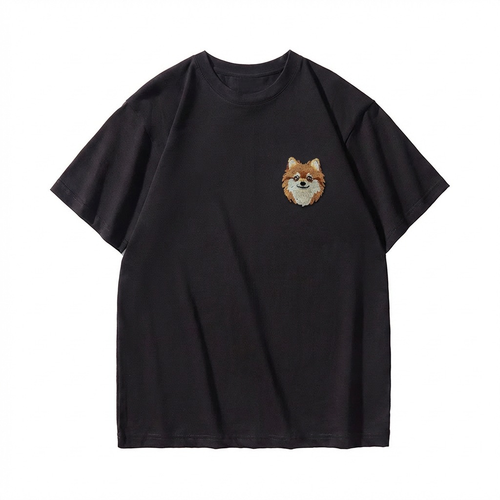 Custom Full-Color Embroidered Pet Portrait T-shirt