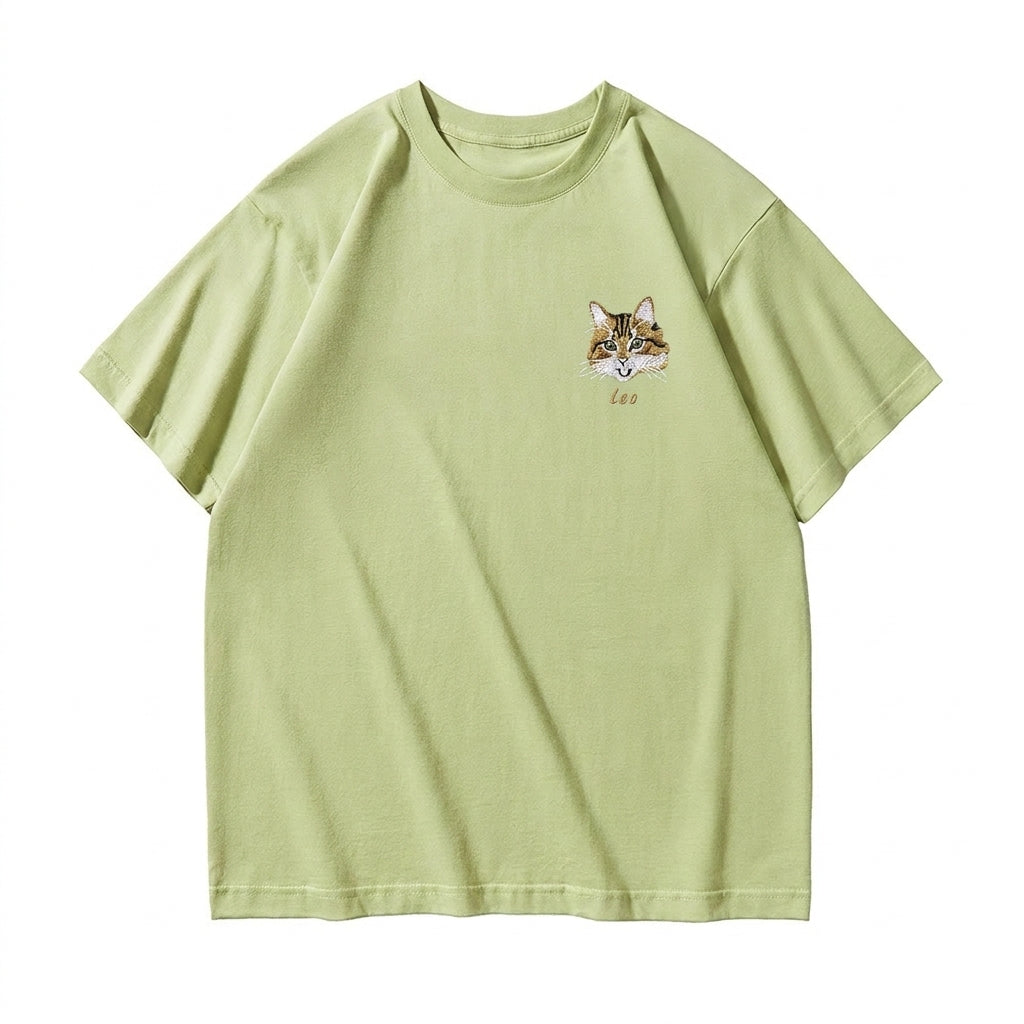 Custom Full-Color Embroidered Pet Portrait T-shirt