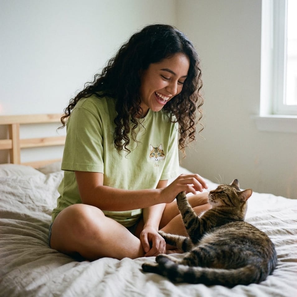 Custom Full-Color Embroidered Pet Portrait T-shirt