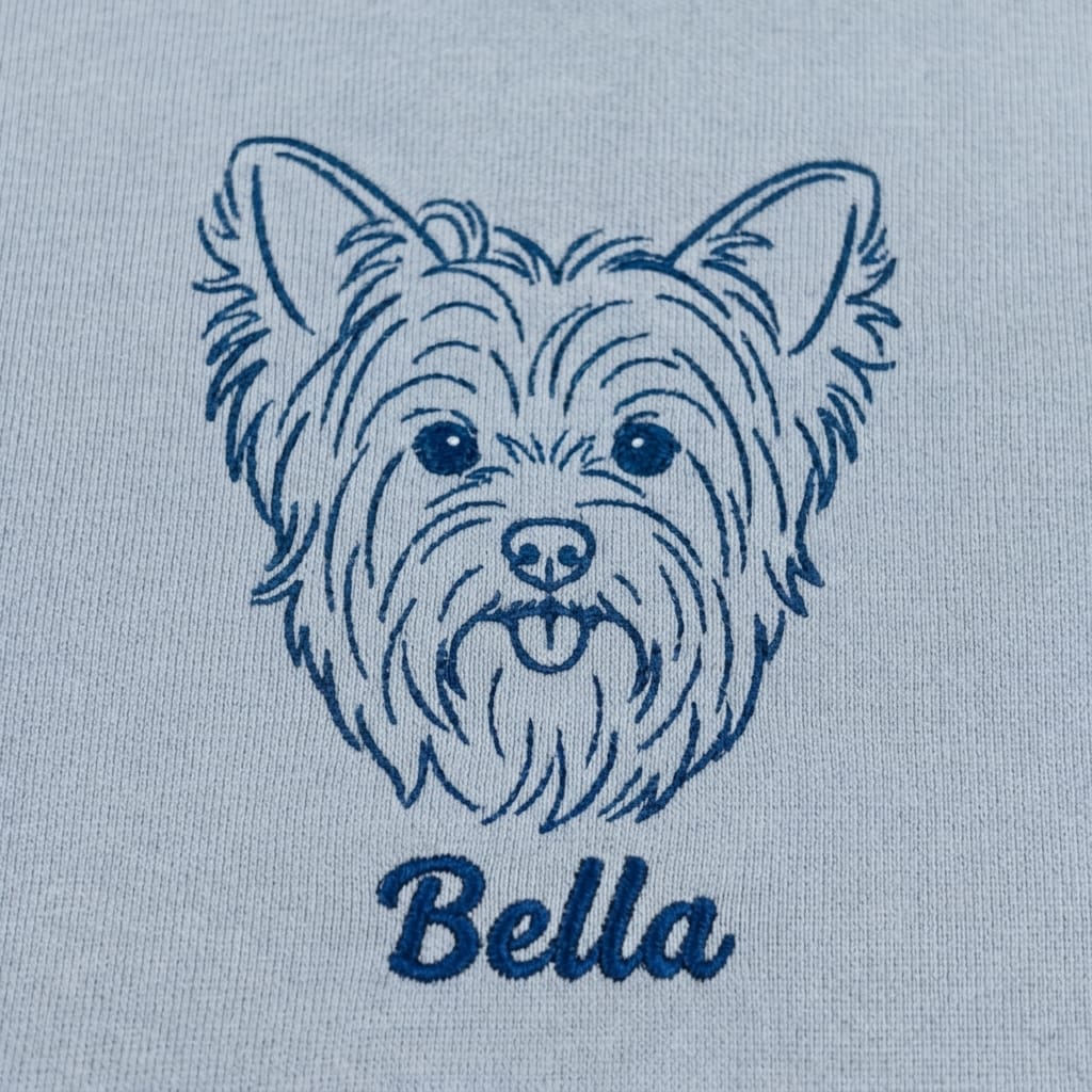Custom Outline Embroidered Pet Portrait T-shirt