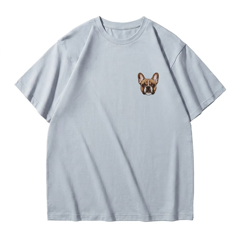 Custom Full-Color Embroidered Pet Portrait T-shirt