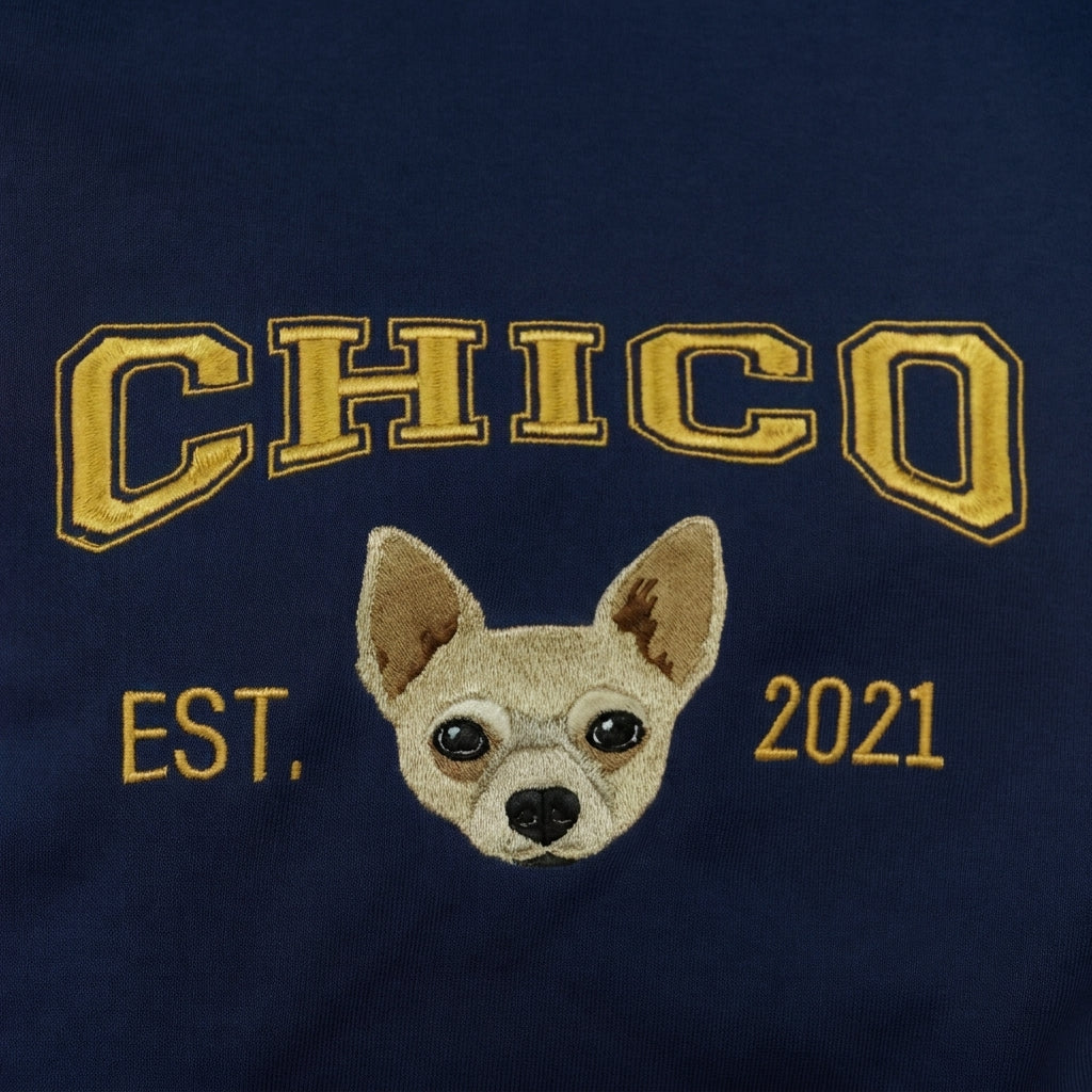 Custom College Embroidered Pet Portrait T-shirt