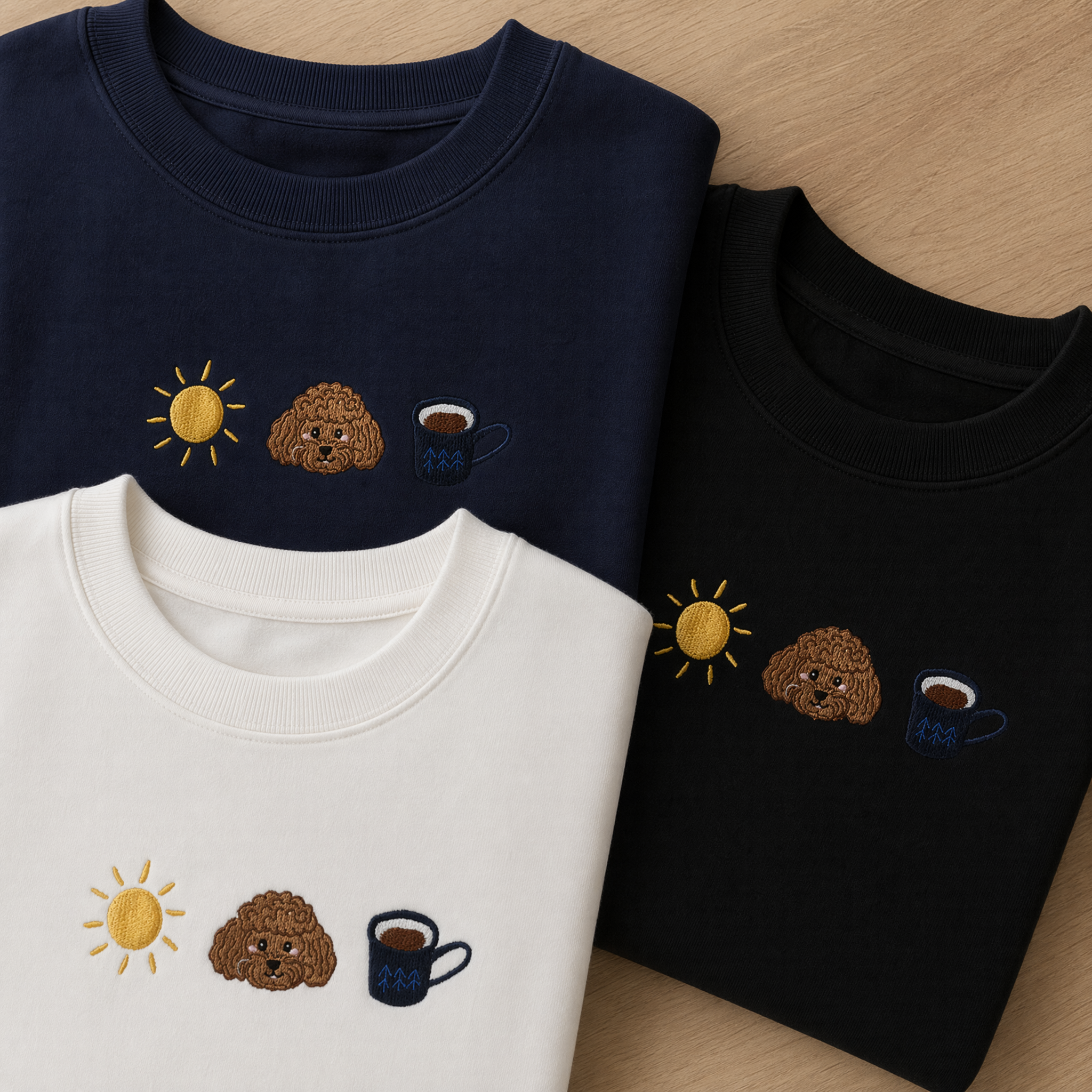 Custom My Basic Necessities Embroidered Pet Portrait T-shirt