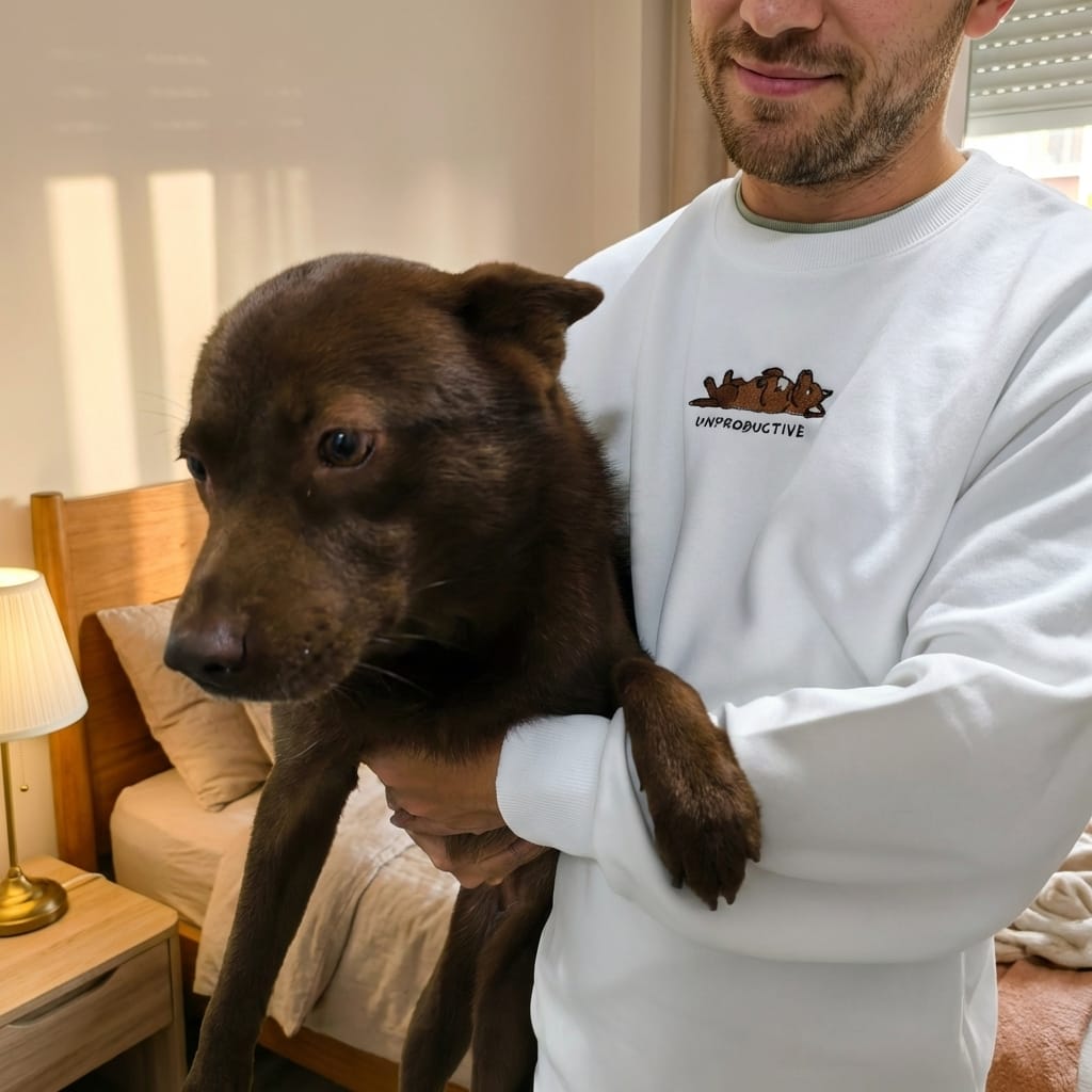Custom Offline Embroidered Dog Portrait Hoodie, Sweatshirt