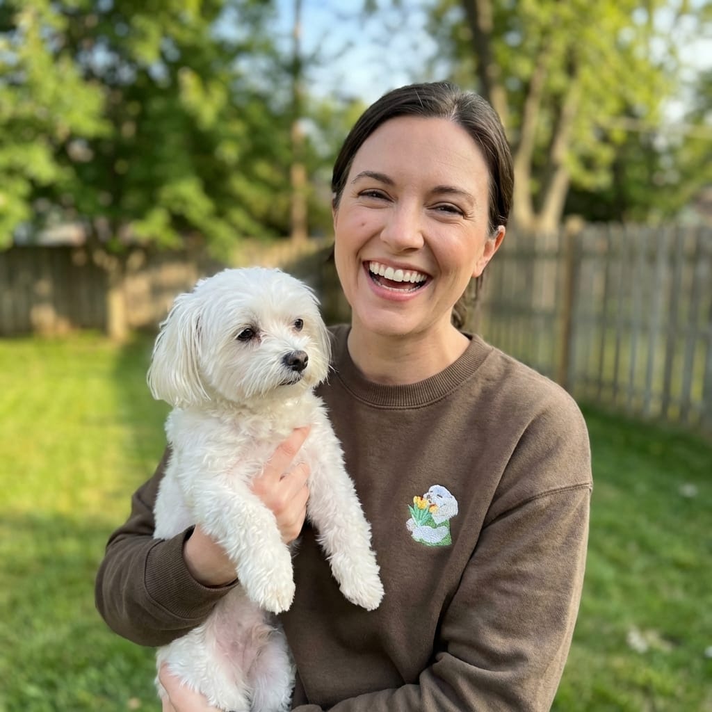 Custom Blooming Hug Embroidered Dog Portrait Sweatshirt, Hoodie