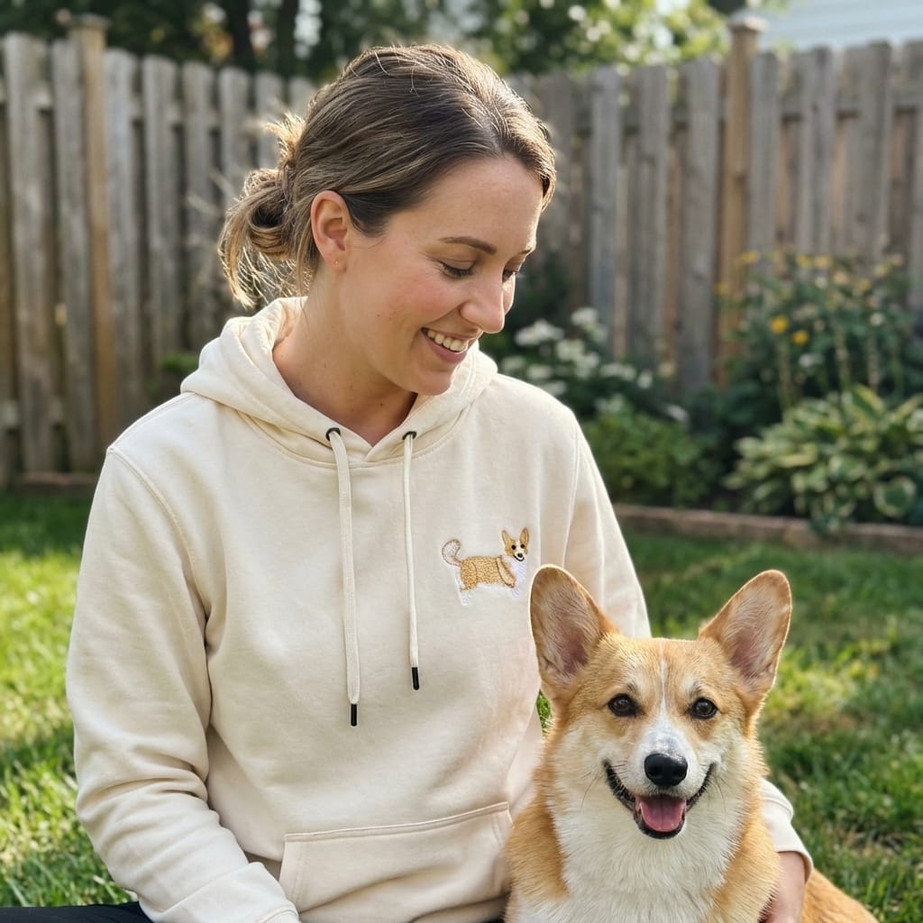 Classic Dog Icon Embroidered Pet Hoodie, Sweatshirt