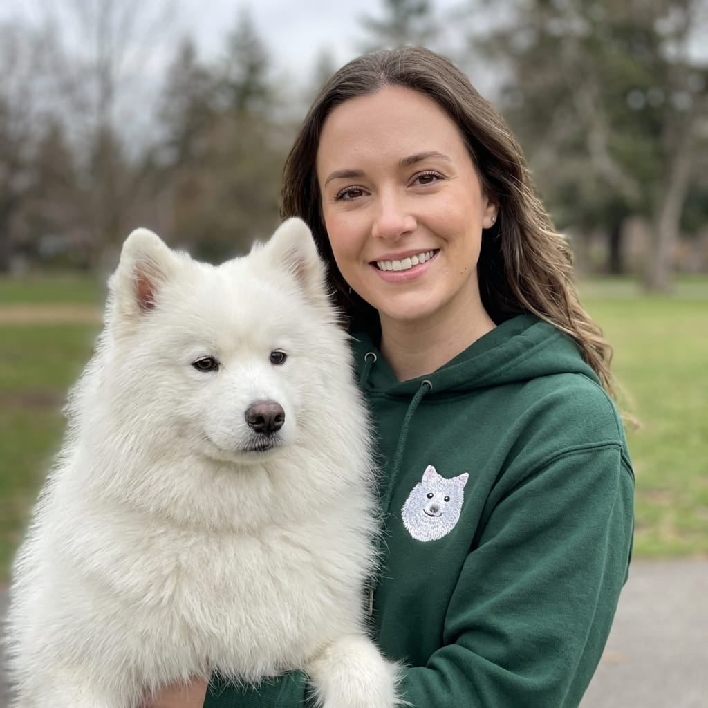 Custom Full-Color Embroidered Dog Portrait Hoodie