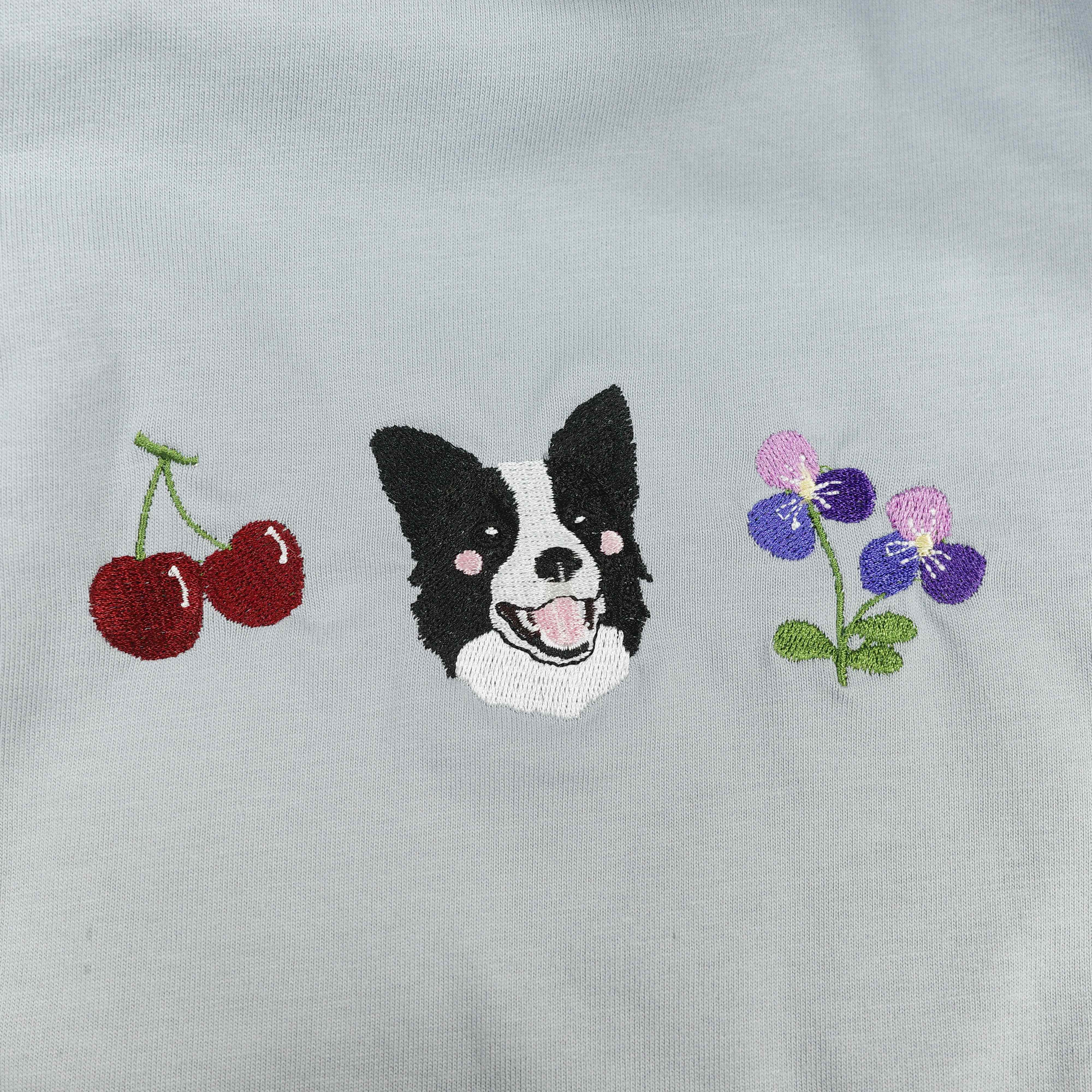 Custom My Basic Necessities Embroidered Pet Portrait T-shirt