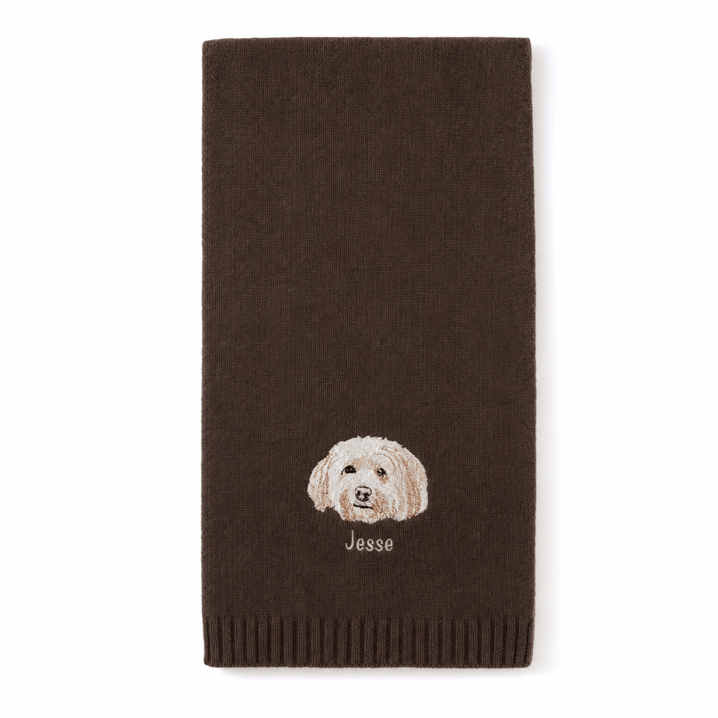 Custom Pet Embroidered Icon Stitch Scarf