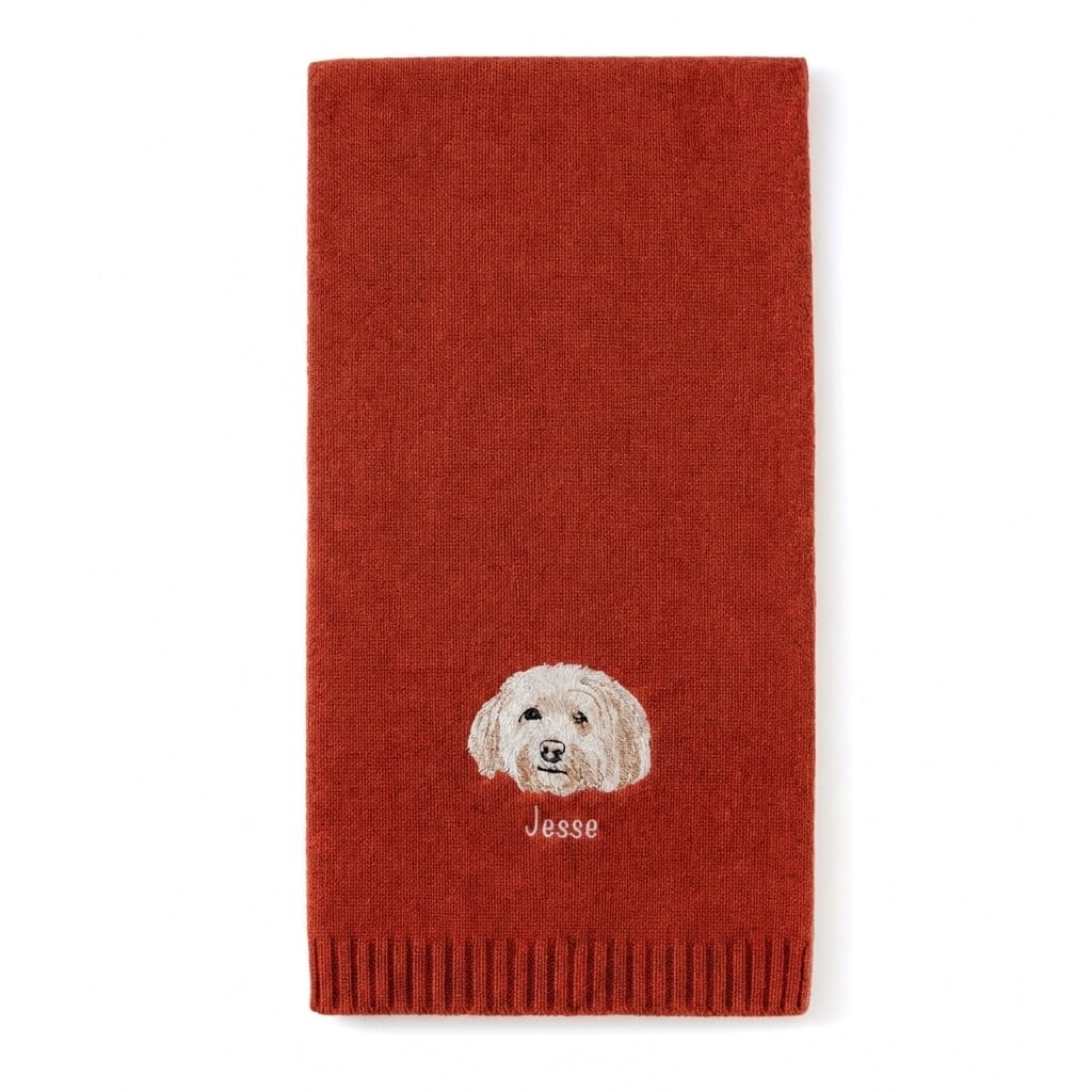 Custom Pet Embroidered Icon Stitch Scarf