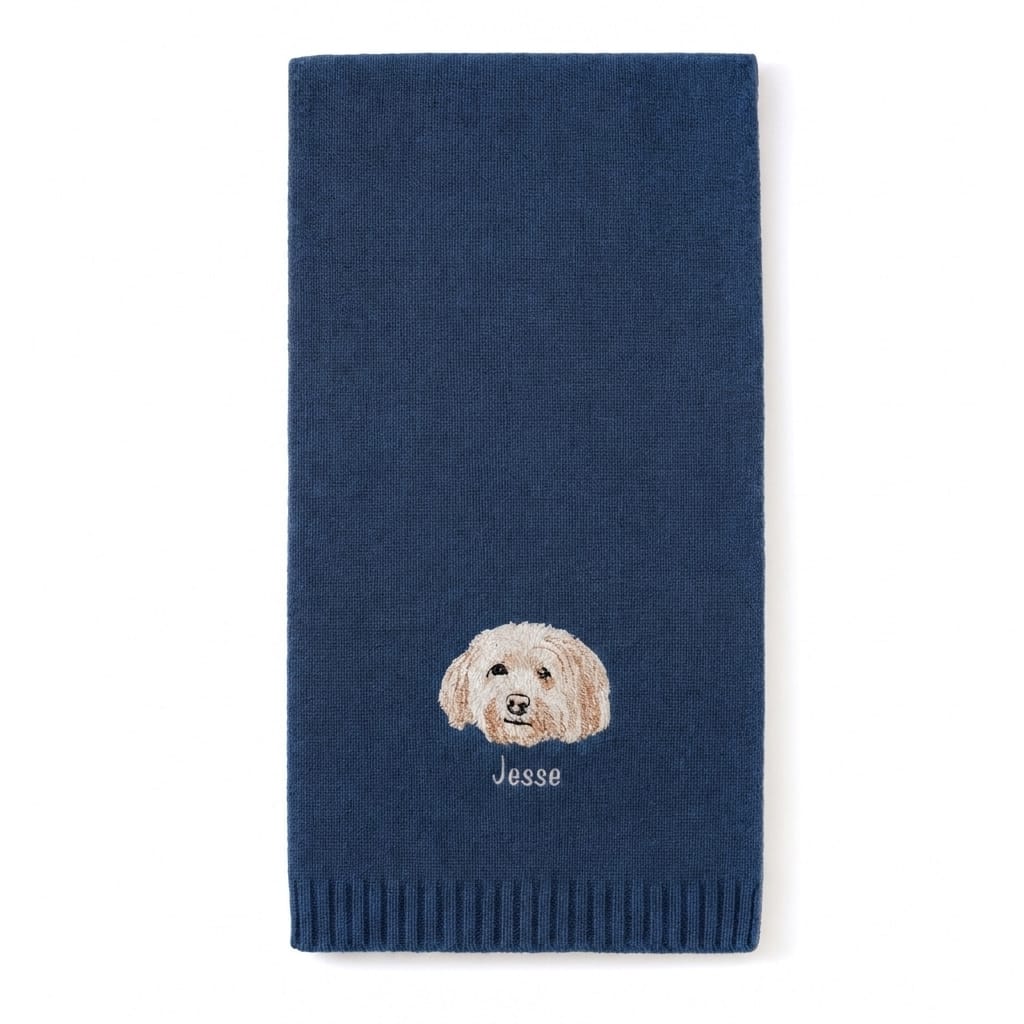 Custom Pet Embroidered Icon Stitch Scarf