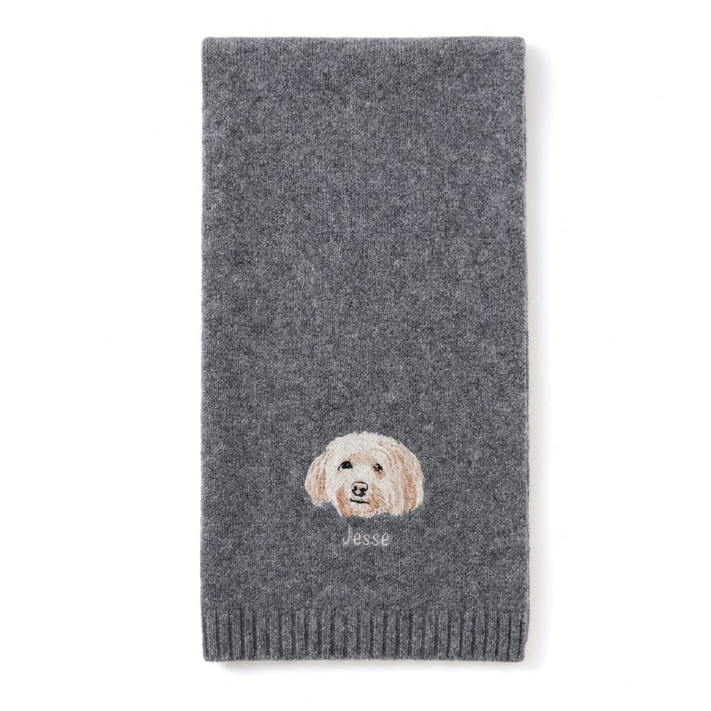 Custom Pet Embroidered Icon Stitch Scarf
