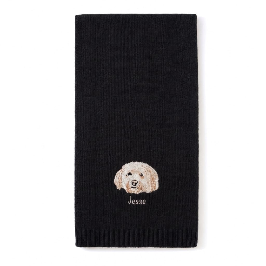 Custom Pet Embroidered Icon Stitch Scarf