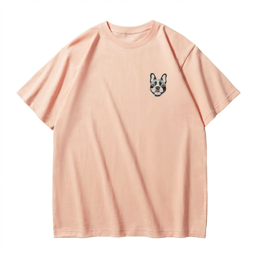 Custom Full-Color Embroidered Pet Portrait T-shirt