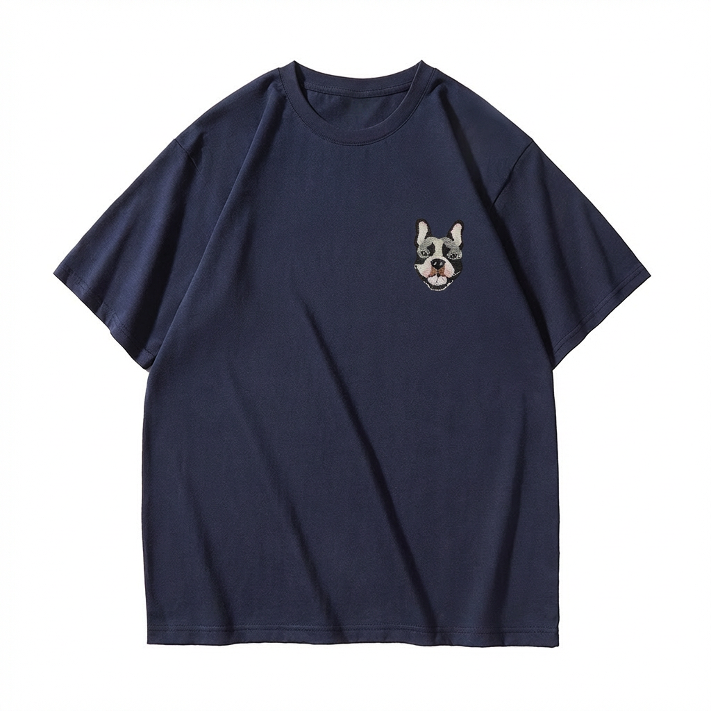 Custom Full-Color Embroidered Pet Portrait T-shirt