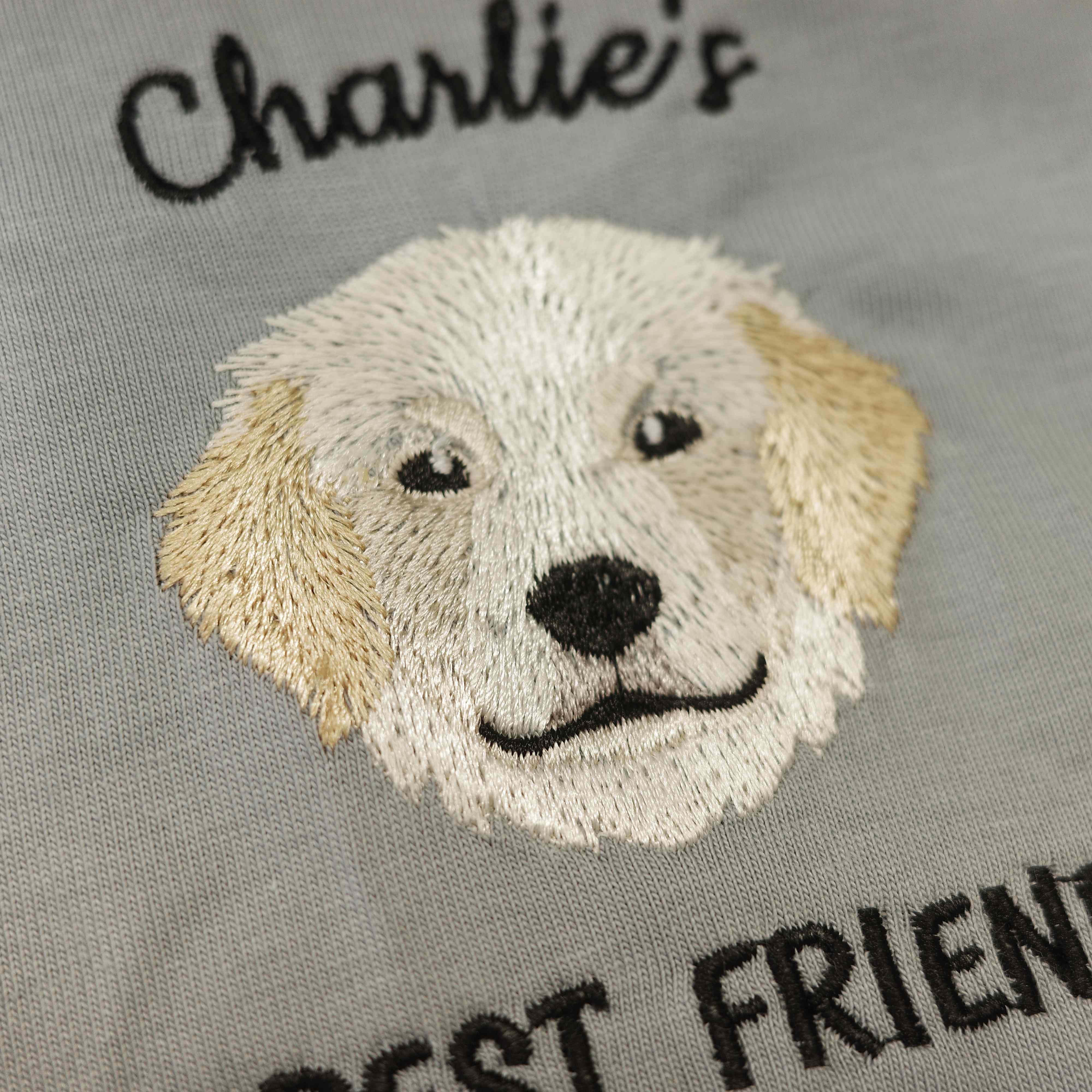 Custom Best Friend Embroidered Pet Portrait T-shirt