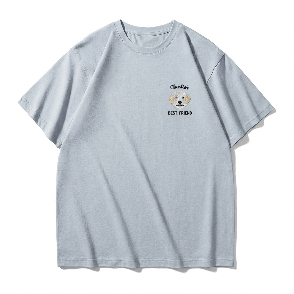 Custom Best Friend Embroidered Pet Portrait T-shirt