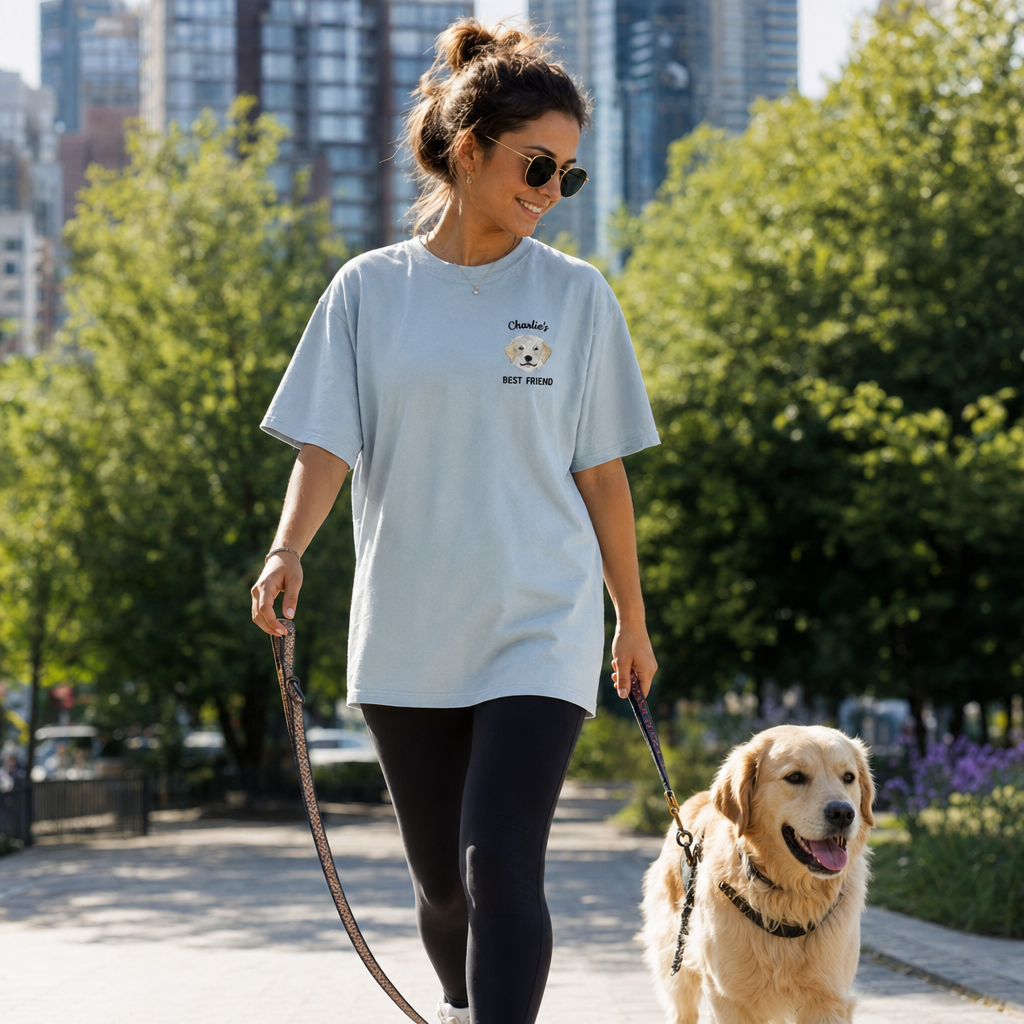 Custom Best Friend Embroidered Pet Portrait T-shirt