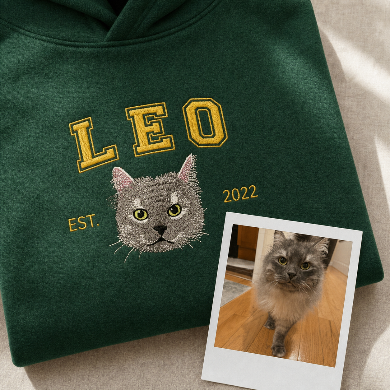 Custom Pet Embroidered Campus Stitch Hoodie