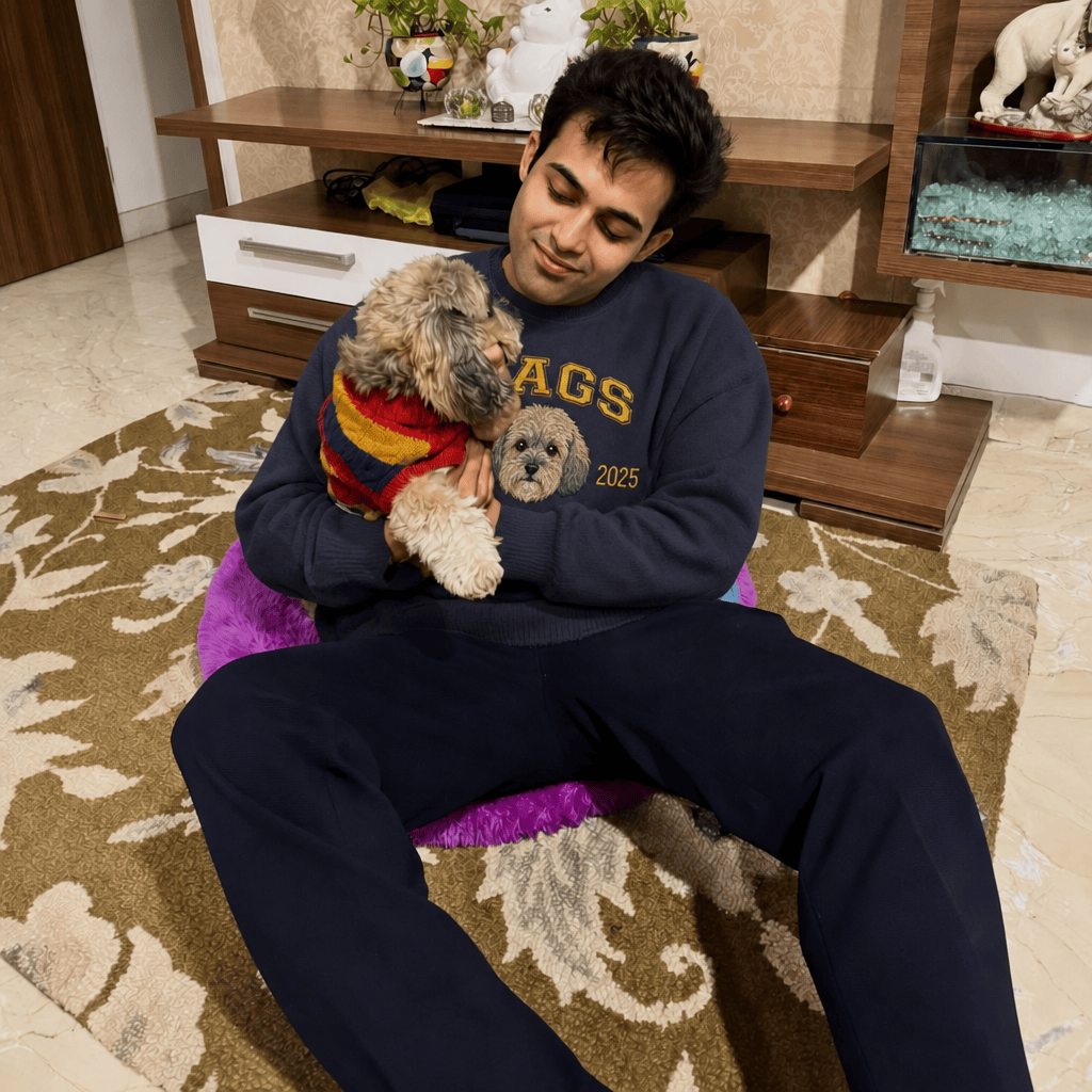 Custom Pet Embroidered Campus Stitch Sweatshirt