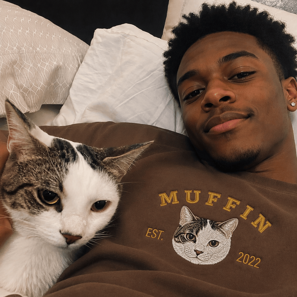 Custom Pet Embroidered Campus Stitch Sweatshirt