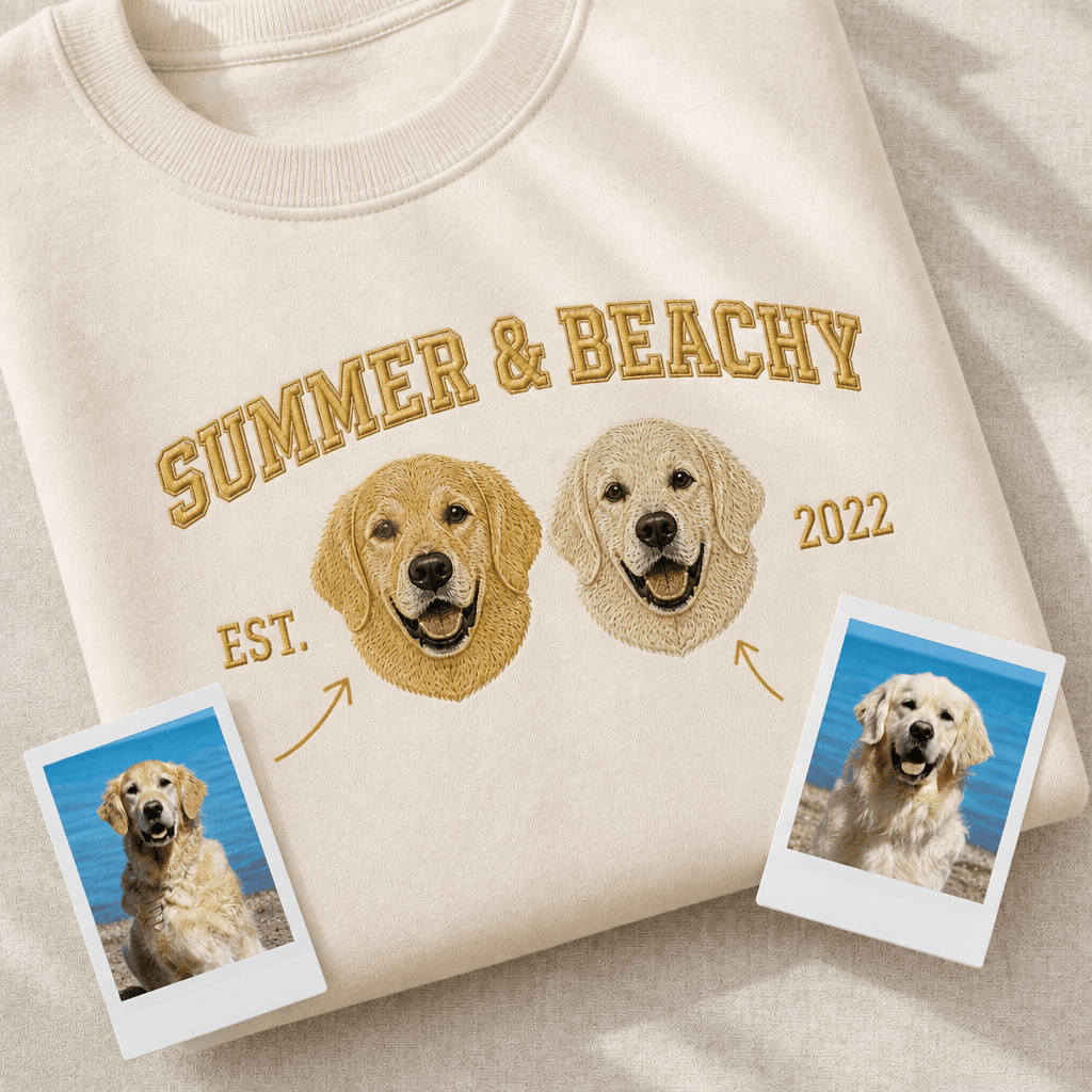 Custom Pet Embroidered Campus Stitch Sweatshirt