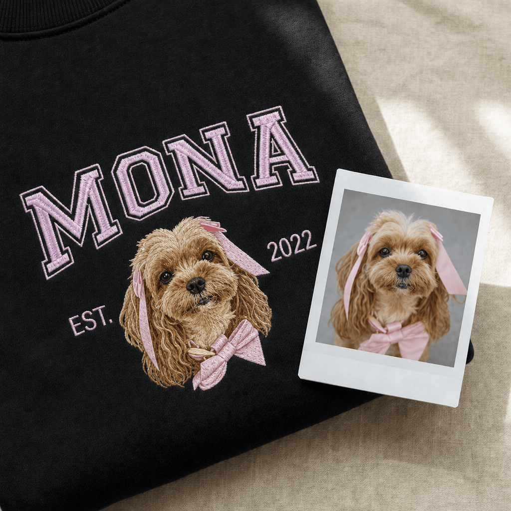 Custom Pet Embroidered Campus Stitch Sweatshirt