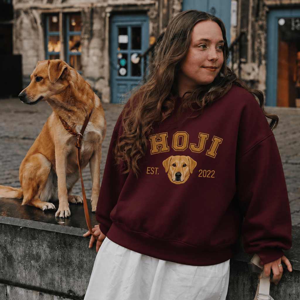Custom Pet Embroidered Campus Stitch Sweatshirt