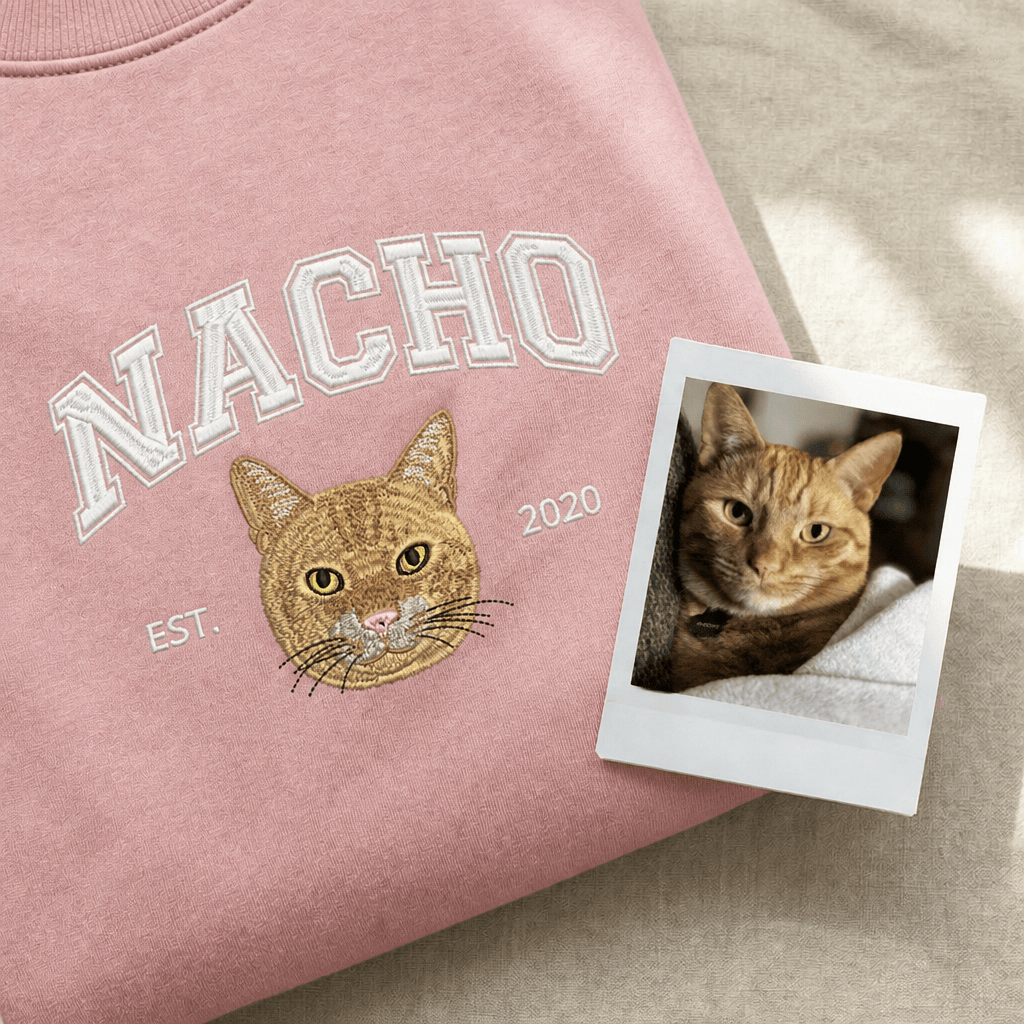 Custom Pet Embroidered Campus Stitch Sweatshirt
