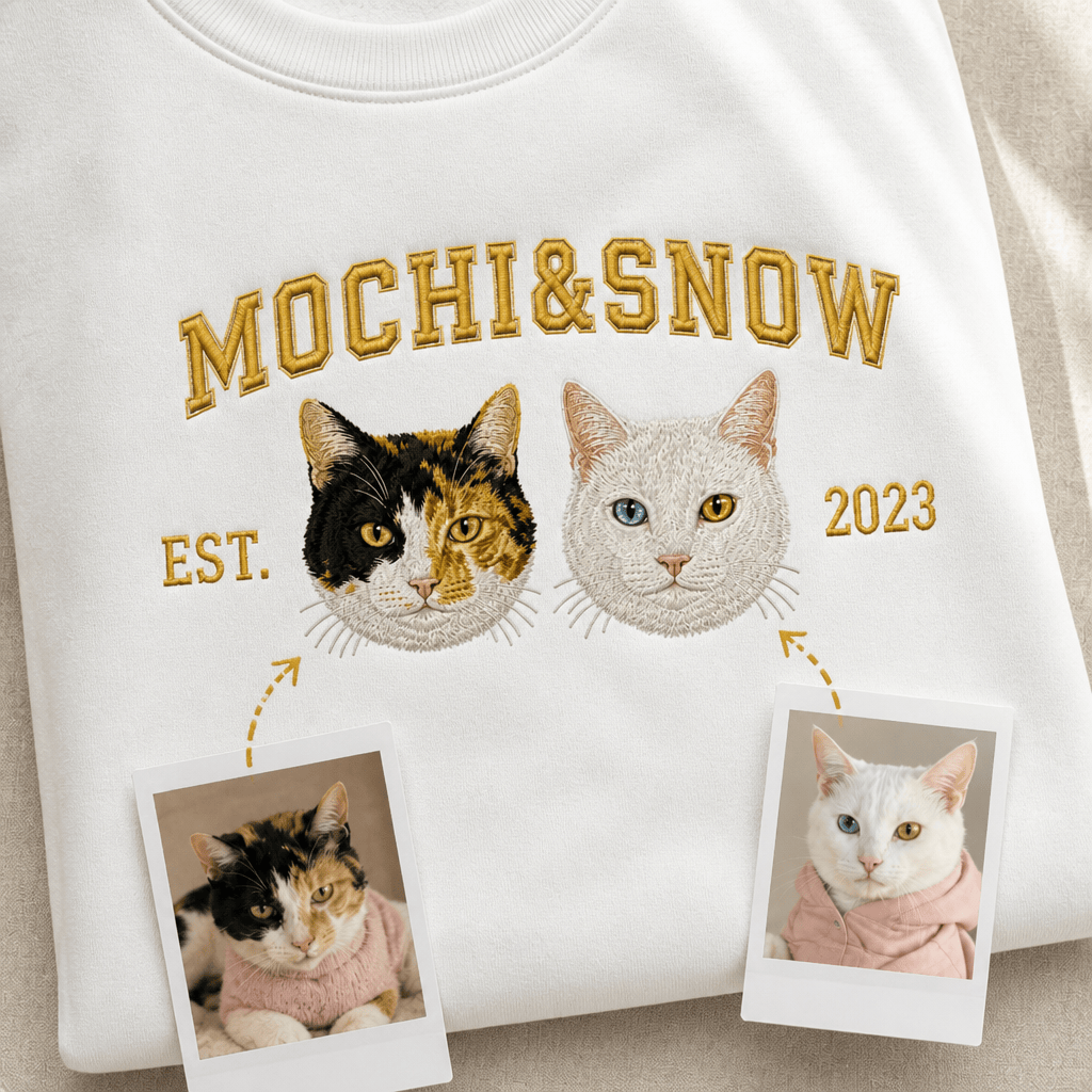Custom Pet Embroidered Campus Stitch Sweatshirt