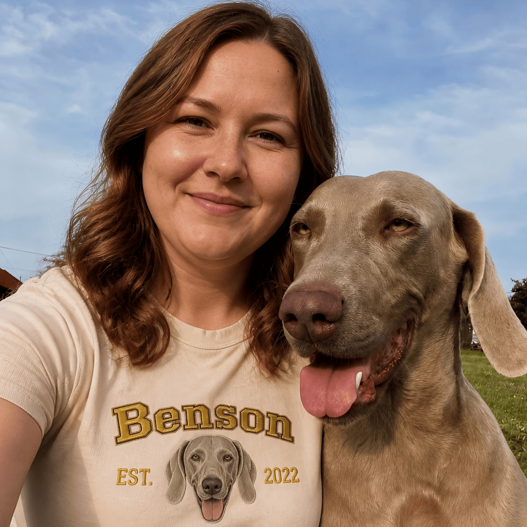 Custom Pet Embroidered Campus Stitch T-Shirt