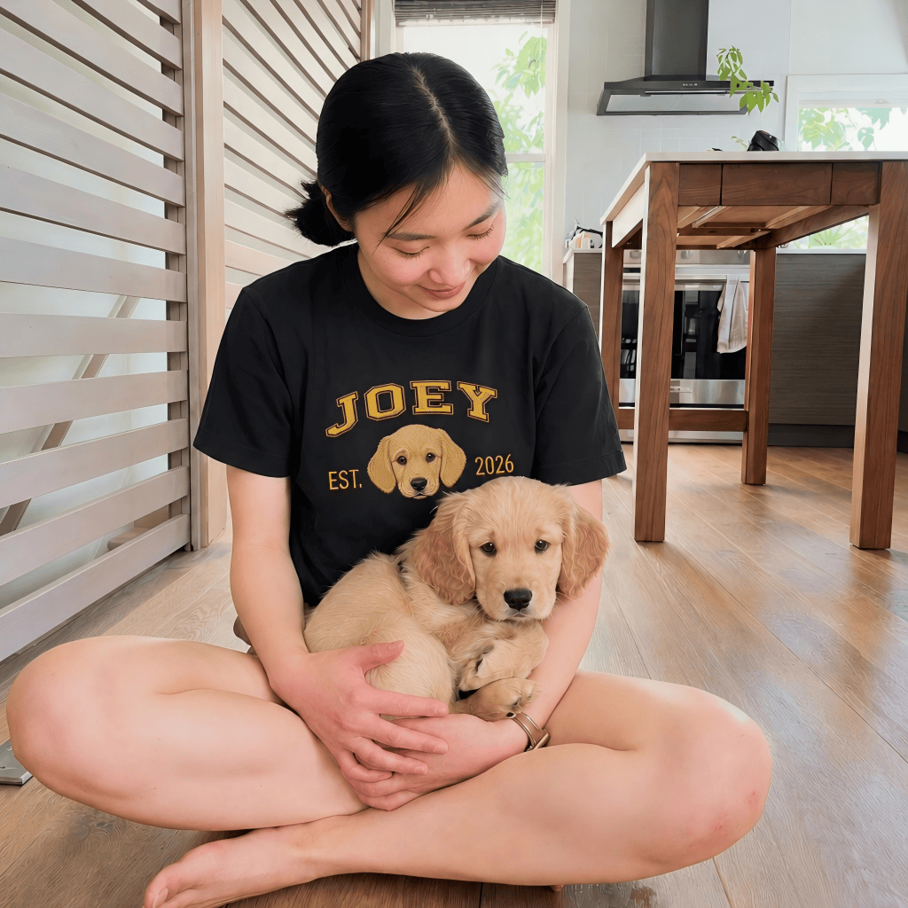 Custom Pet Embroidered Campus Stitch T-Shirt