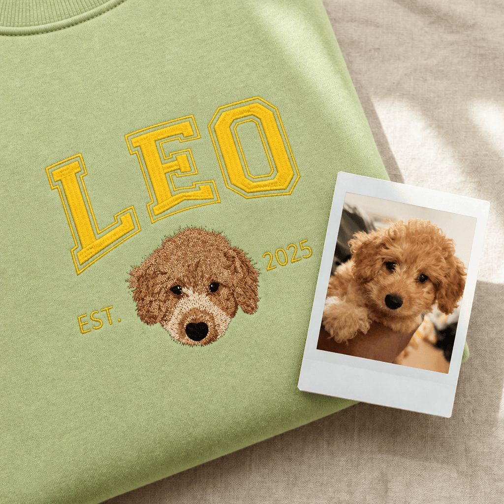 Custom Pet Embroidered Campus Stitch T-Shirt