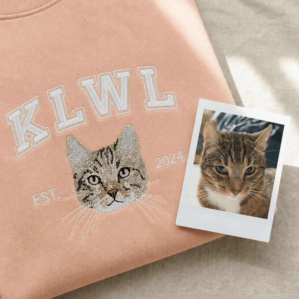 Custom Pet Embroidered Campus Stitch T-Shirt