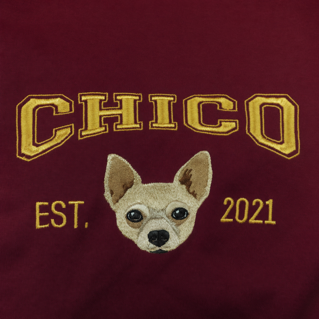 Custom College Embroidered Pet Portrait Sweatshirt