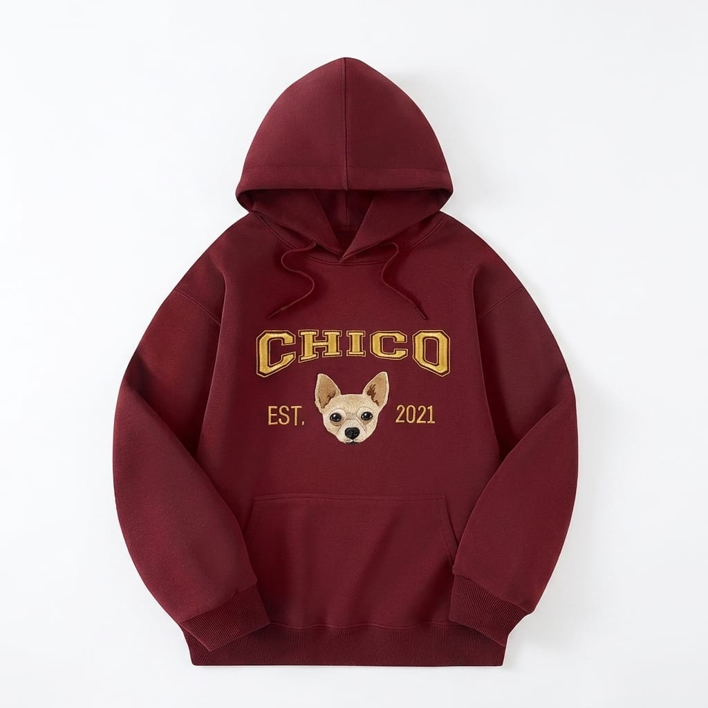 Custom College Embroidered Pet Portrait Hoodie
