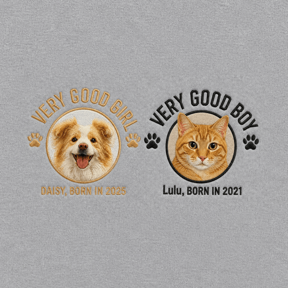 Custom Pet Embroidered Crest Stitch T-Shirt