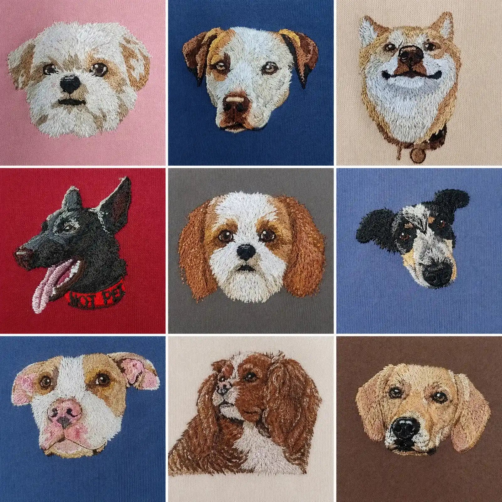 Custom Full-Color Embroidered Pet Portrait T-shirt