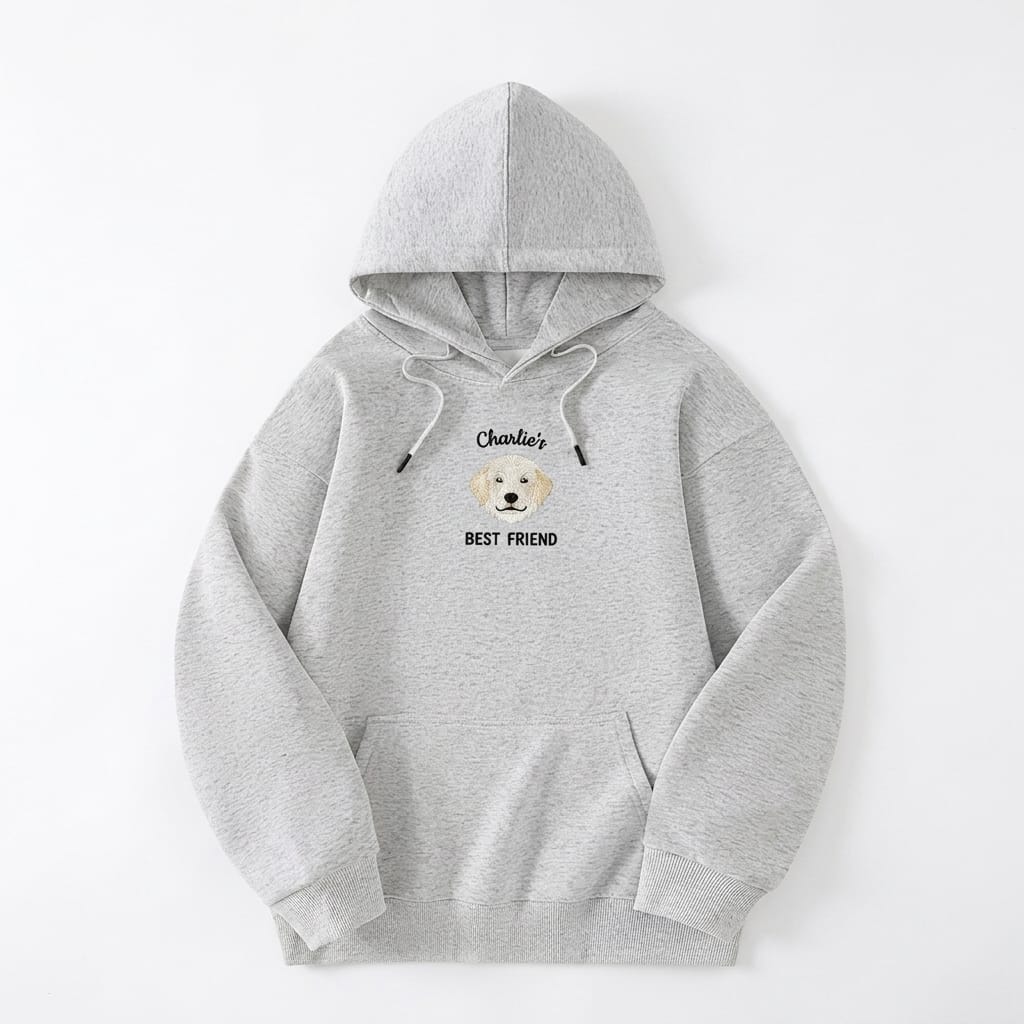 Custom Best Friend Embroidered Pet Portrait Hoodie