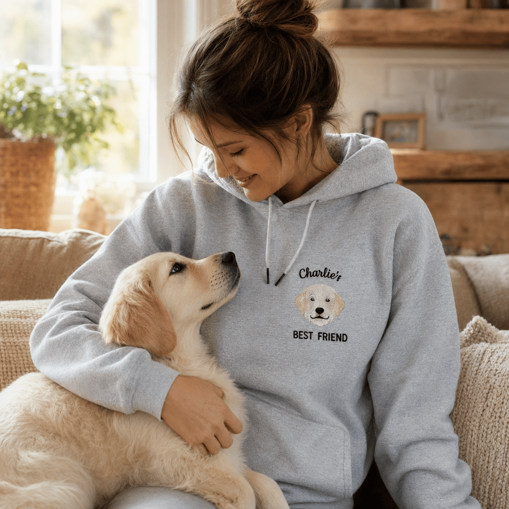 Custom Best Friend Embroidered Pet Portrait Hoodie