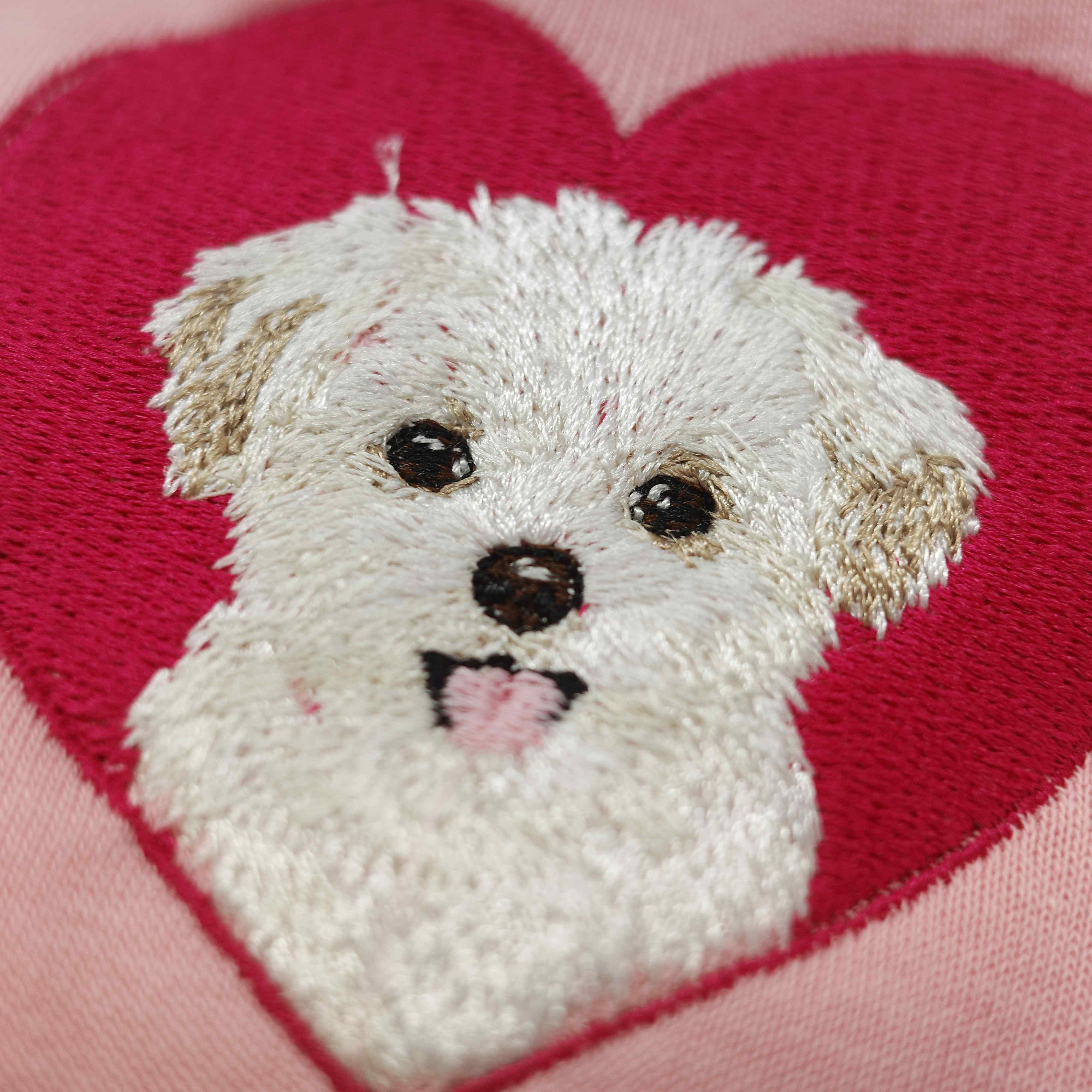 Custom Heart Embroidered Pet Portrait T-shirt
