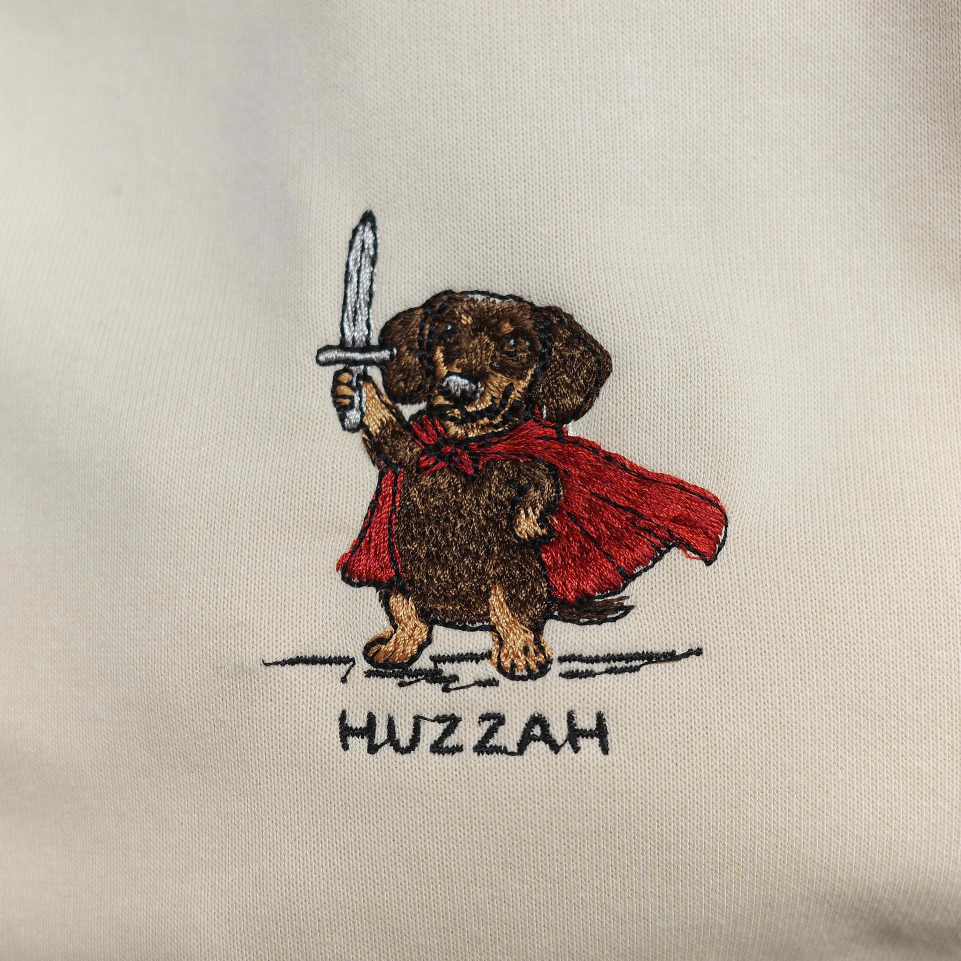 Custom HUZZAH Embroidered Dog Portrait Hoodie, Sweatshirt