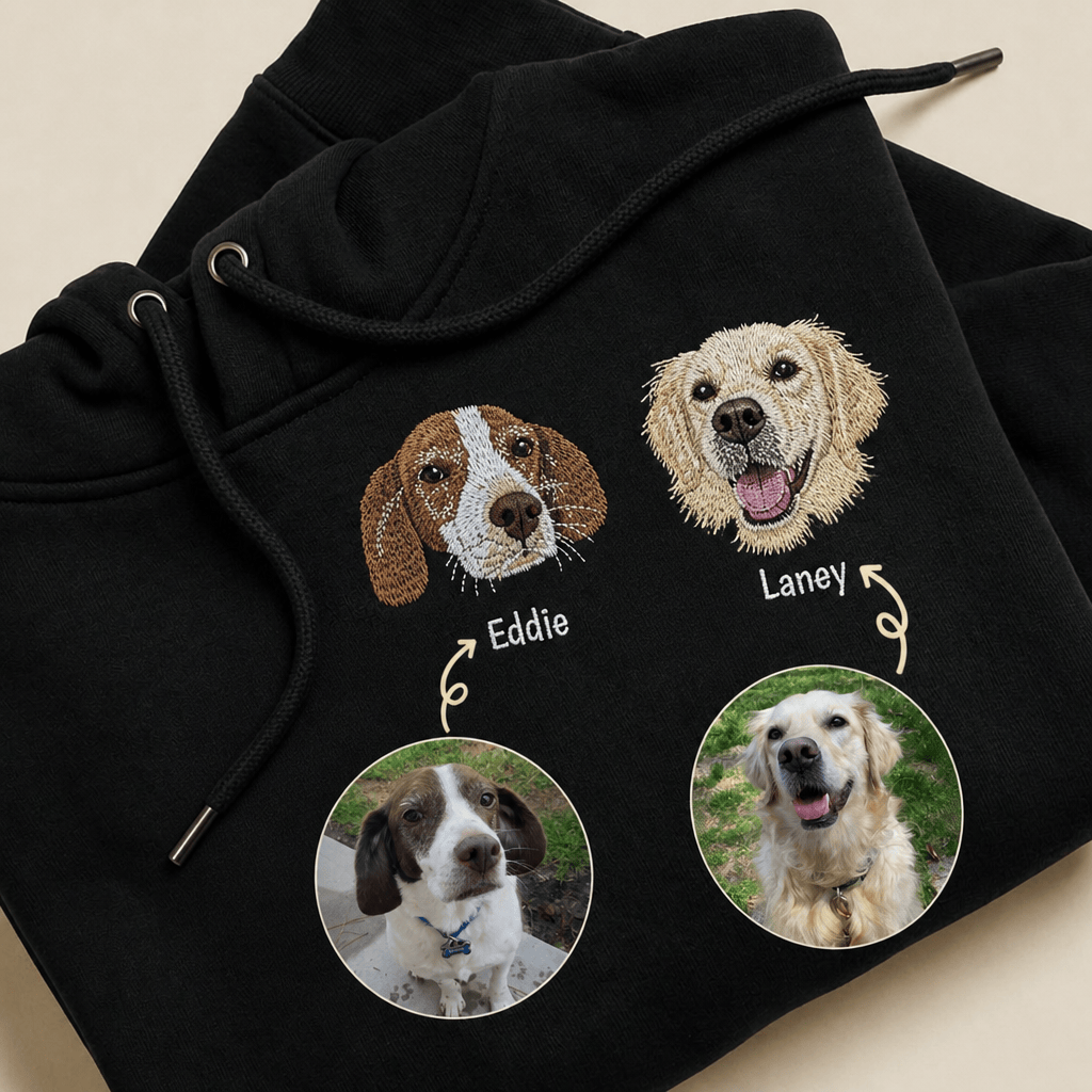 Custom Pet Embroidered Icon Stitch Hoodie
