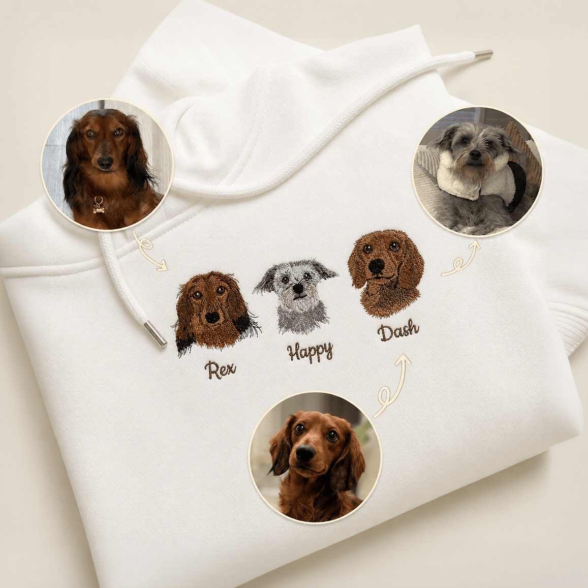 Custom Pet Embroidered Icon Stitch Hoodie
