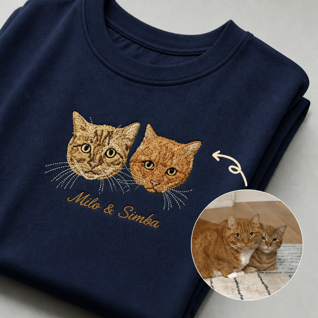 Custom Pet Embroidered Icon Stitch T-Shirt