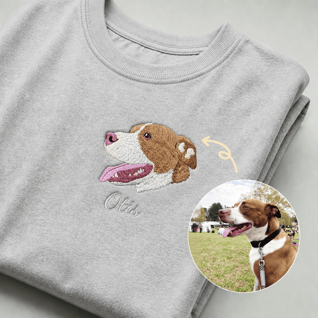 Custom Pet Embroidered Icon Stitch T-Shirt