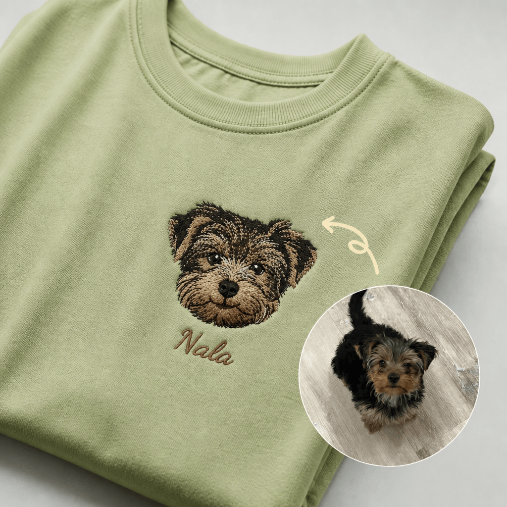 Custom Pet Embroidered Icon Stitch T-Shirt